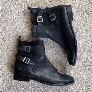 Frye Double Buckle Ankle Booties